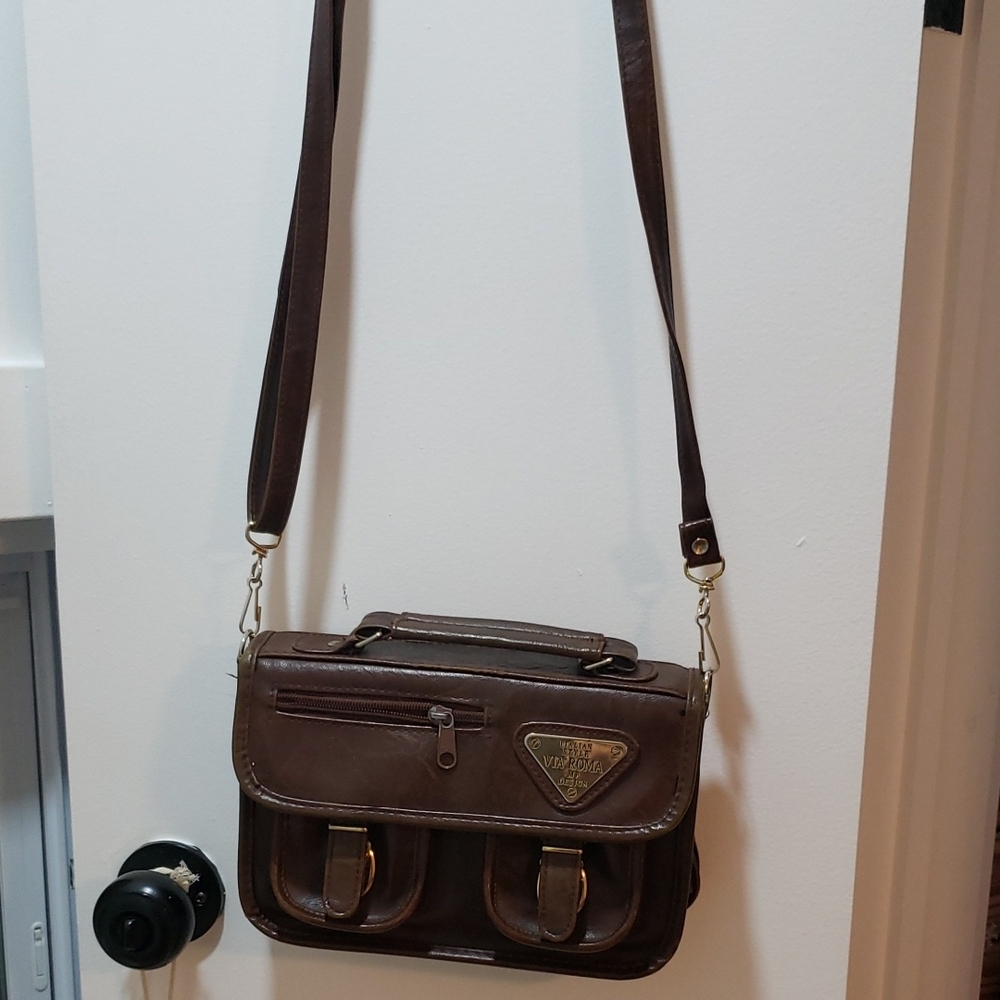 Vintage Brown Leather Crossbody Bag
